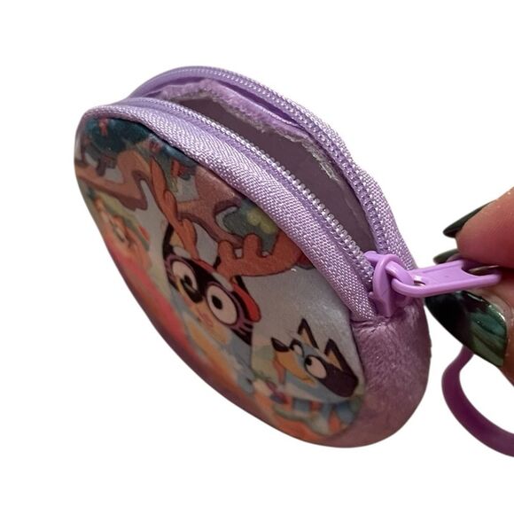 Bluey Purple Velvet Coin Purse Keychain - Picture 2 of 2